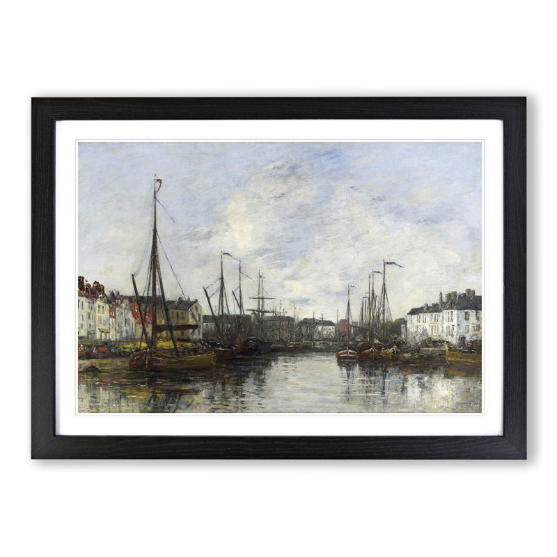 Harbour in Brussels by Eugene Boudin - Framed Print, Black Framed, 27cm H x 36cm W x 2cm D