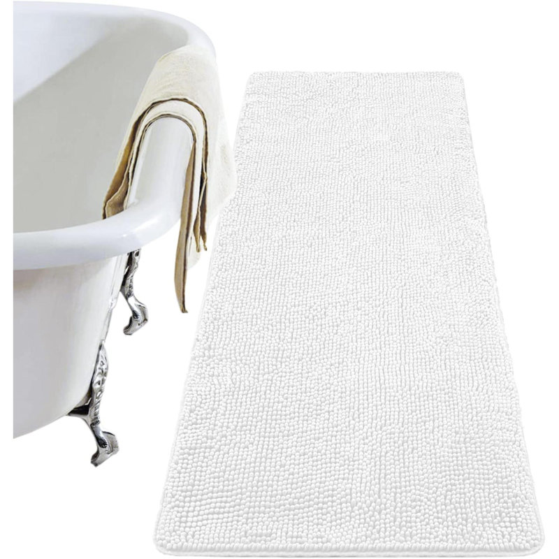 Tapis de bain de luxe à poils longs, tapis de bain antidérapant lavable pour la douche de la salle de bain, tapis moelleux moelleux absorbants en chenille
