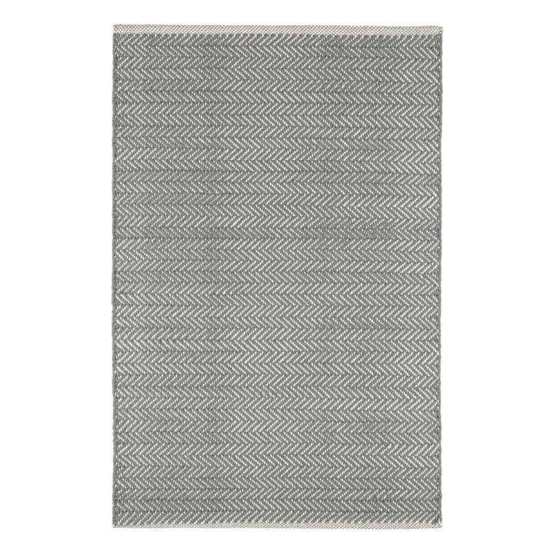 Herringbone Swedish Blue Handwoven Cotton Rug, Rectangle 7'6" x 9'6", Slate Gray
