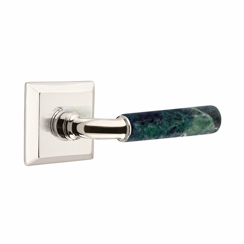 Ensemble de leviers de passage Emtek Select, rosette Quincy, tige R-Bar, poignée terrazzo légère, CF, Universel/reversible
