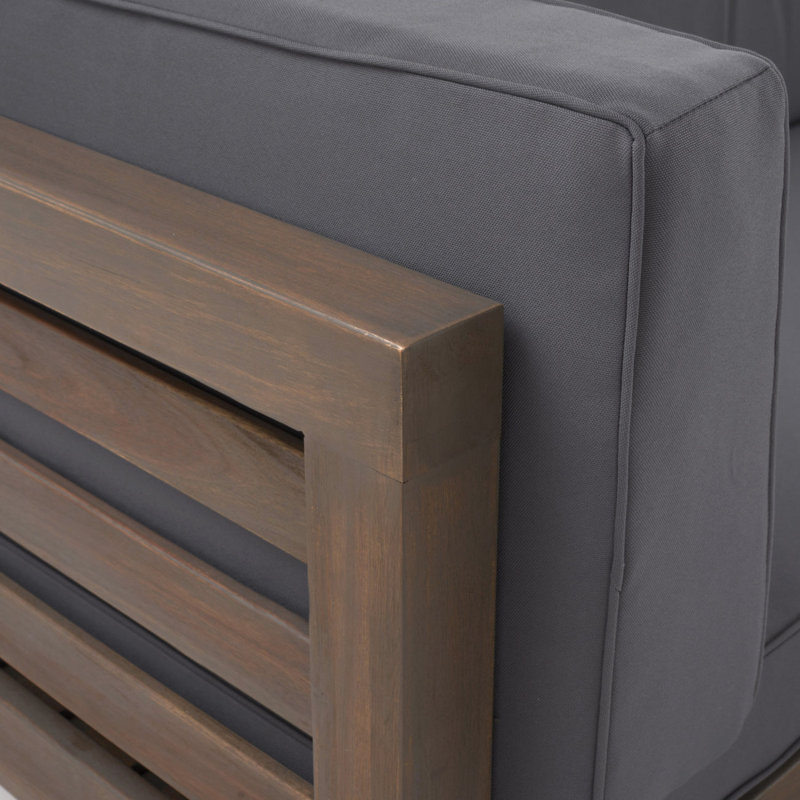 Ensemble de banc d'angle avec table basse pour la cour, Gris foncé