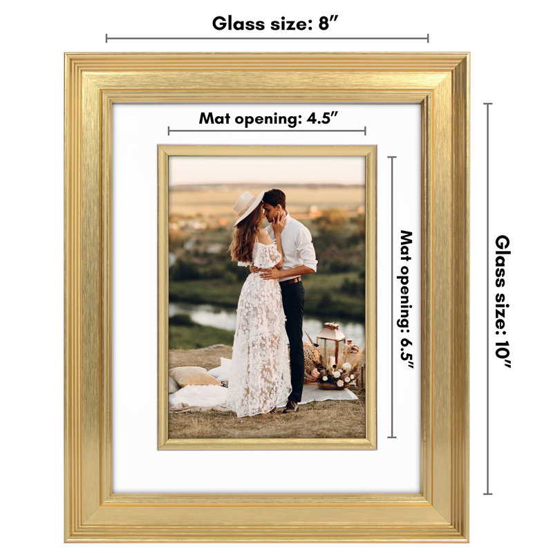 Picture Frame With Decorative Inner Mat Accent - Shatter Resistant Glass And Easel Stand, 8" W x 10" H