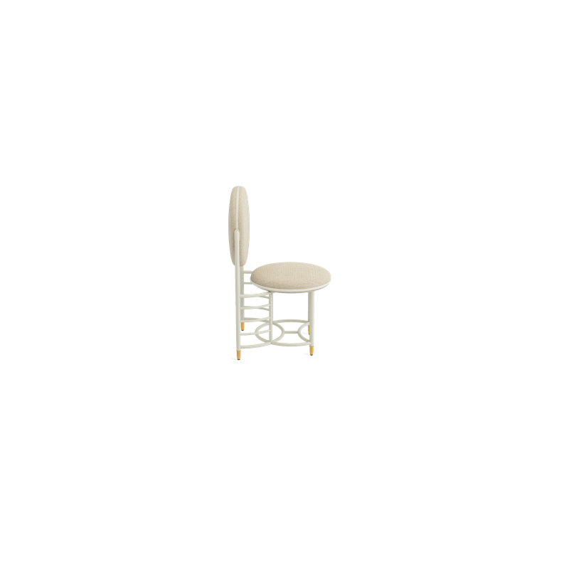 Frank Lloyd Wright Racine Signature Guest Chair, Linen Beige 100% Polyester, Warm White