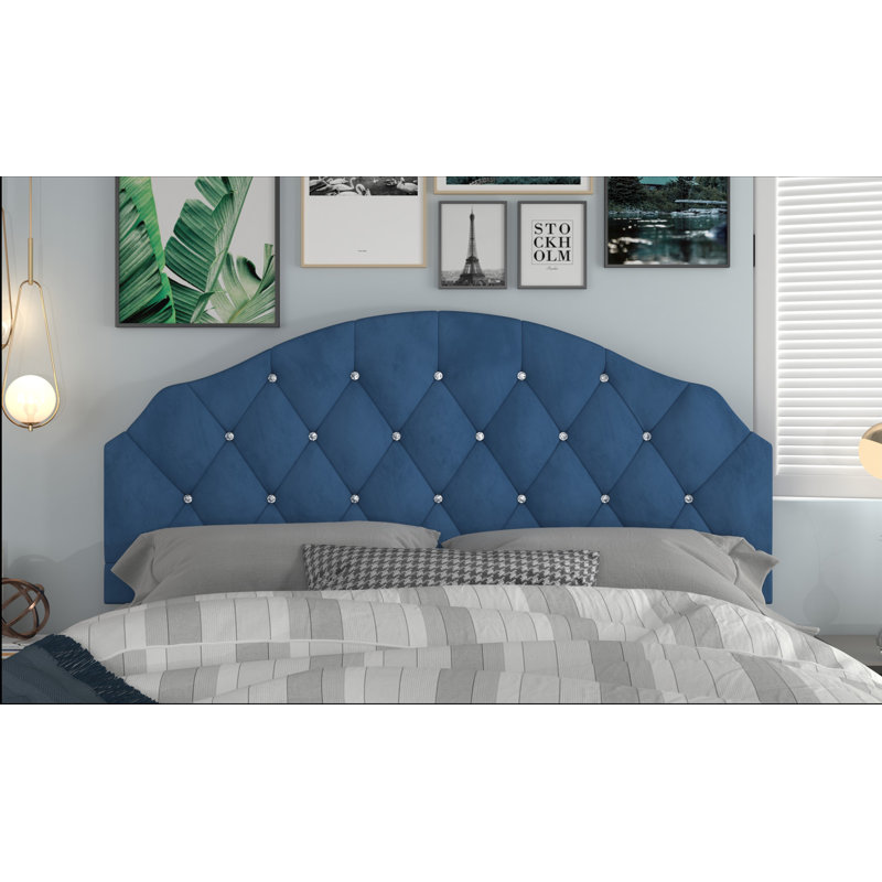 Ameer Upholstered Headboard, Blue, Twin