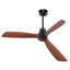 Hot Sales 60 Inch Modern Black Ceiling Fan With Light 3 Solid Wood Blades Remote Control Reversible DC Motor With Dimmable LED