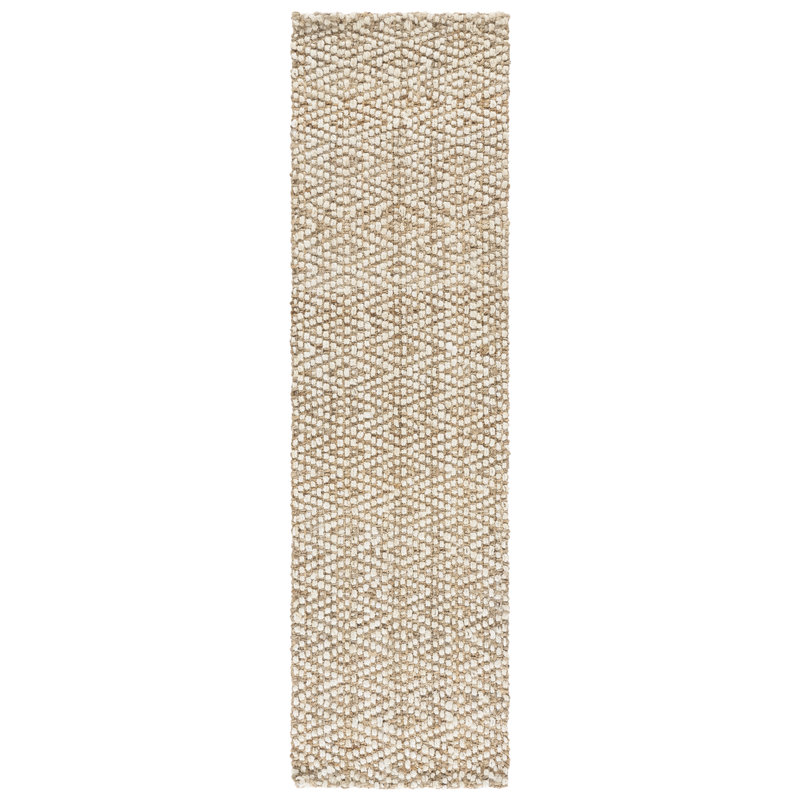 Natural Fiber Handwoven Jute Geometric Rug, Runner 2'3" x 8'