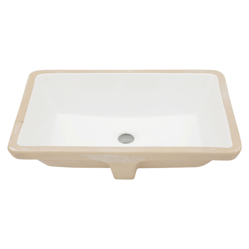 Rectangular White Ceramic Undermount Bathroom Sink 21X13 Inches, Modern Classic Design, Stain European Inspired Easy To Maintain