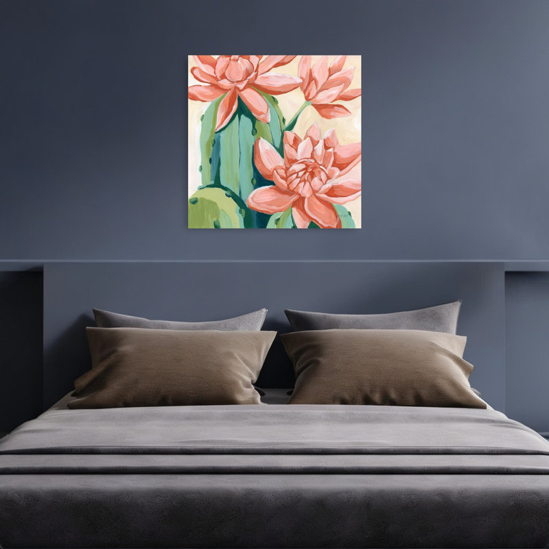 Fleurs du désert IV - Affiche murale abstraite contemporaine représentant un paysage de cactus et de fleurs succulentes