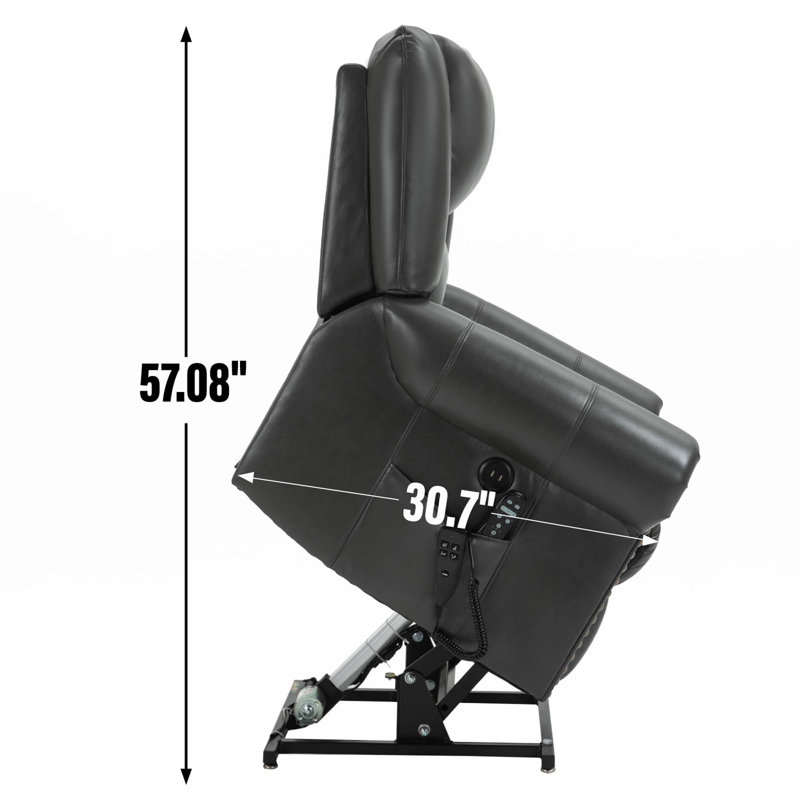 Power Lift Recliner Chair Heat Massage Dual Motor Infinite Position Up To 350 LBS, Faux Leather, Heavy Duty Motion Mechanism With USB Ports