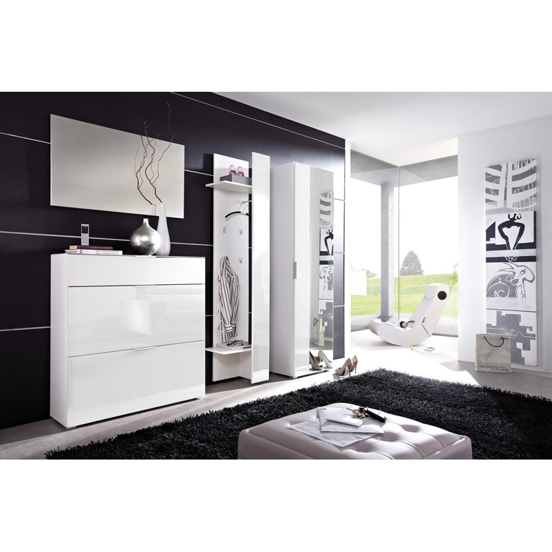 Primera 16 Pair Shoe Storage Cabinet, White