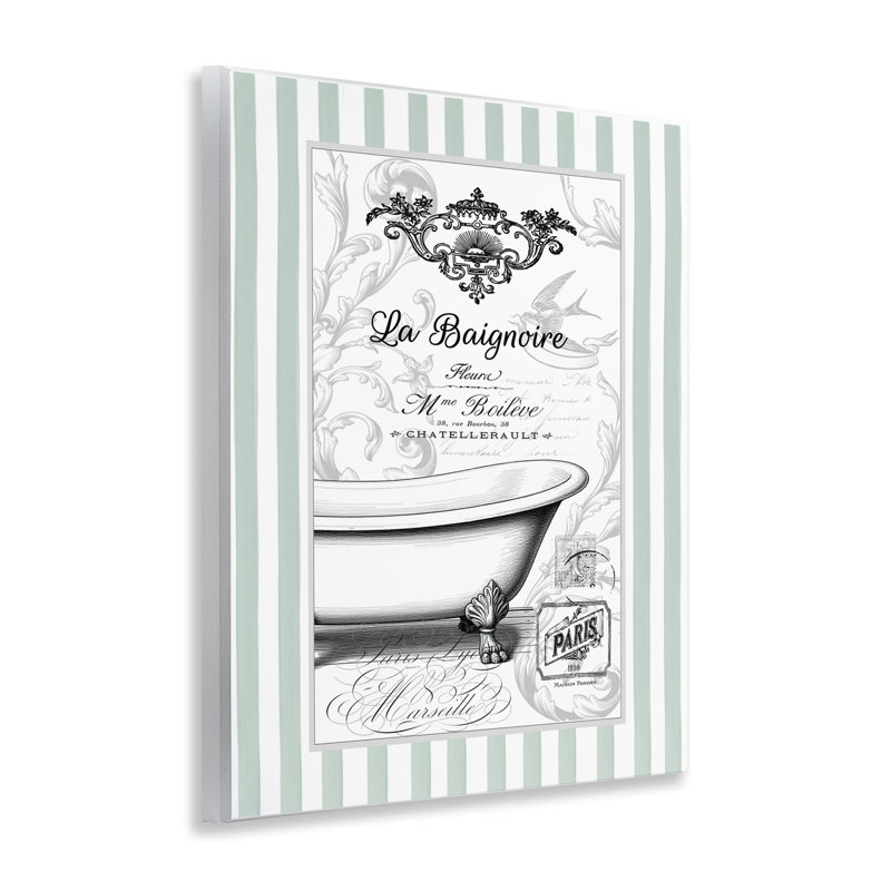 Plaque murale La Baignoire sur rayures, design par lettré et doublé