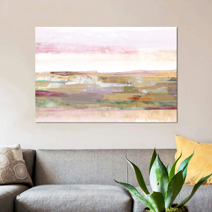 «Pink Landscape», reproduction sur toile, H 8 po x l 12 po x P 0,75 po, Pas de tapis, Toile tendue