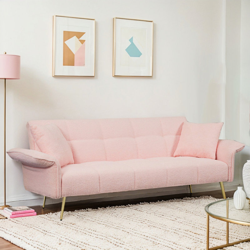 Futon-lit 70,1 po, canapé-lit double convertible, Rose