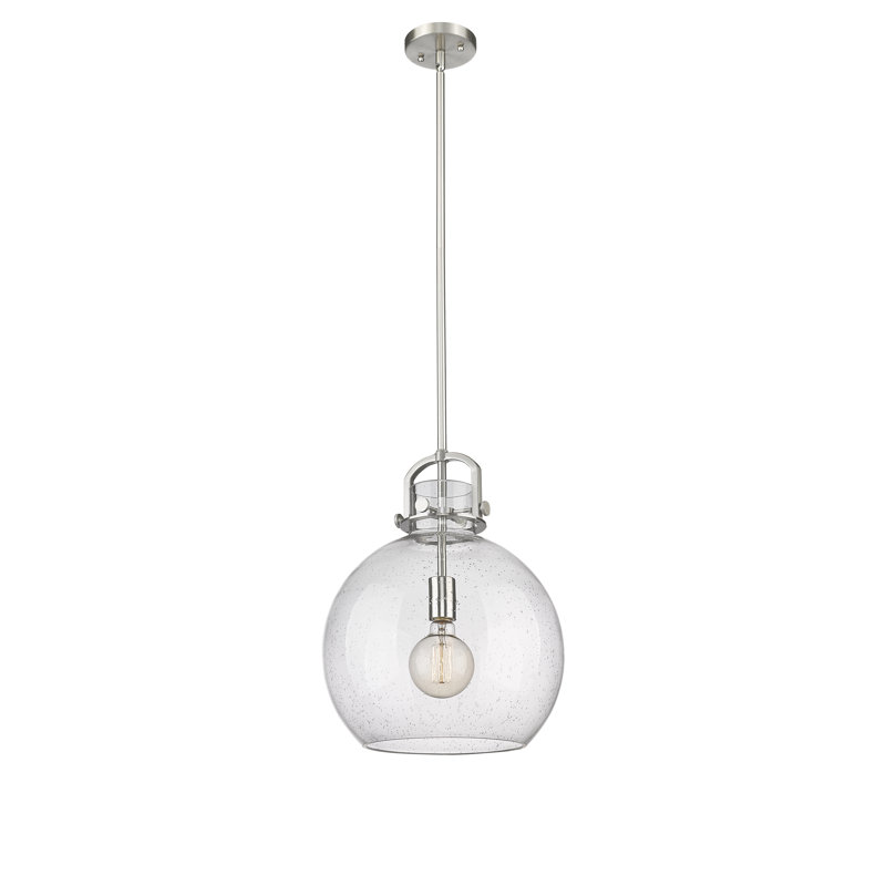 Luminaire suspendu à 1 tige Sligo, H 17,63 po x l 14 po x P 14 po, Grainé, Nickel satiné