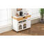 Table de salle à manger extensible avec rangement, finition blanche et plateau en bois naturel, sièges 4-6, L 73,8 po x l 43,5 po