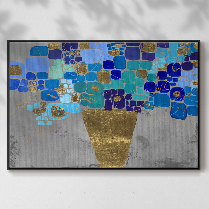 «Blue Love», reproduction encadrée sur toile, Toile avec cadre flottant noir, H 17 po x l 25 po x P 2 po
