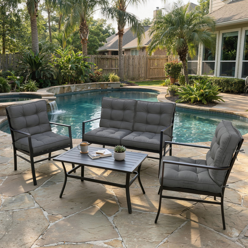 Anjelyka 20"W X 20"D Outdoor Cushions Indoor And Outdoor Seat/Back Cushion, Upgraded Filled Patio Chair Cushions, Light Gray