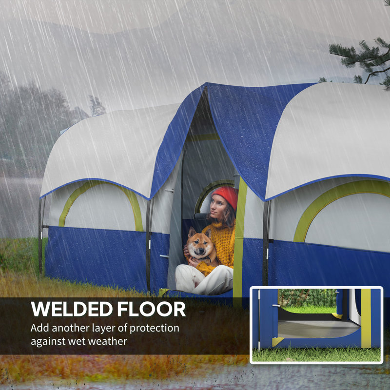 Tente de camping pour 4 à 6 personnes, 3000 mm imperméable et UPF30 +, Bleu / blanc