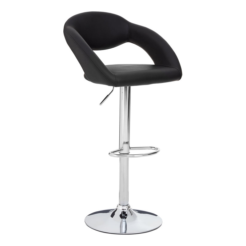Petersfield Swivel Upholstered Adjustable Height Counter Stool with Metal Frame, Black