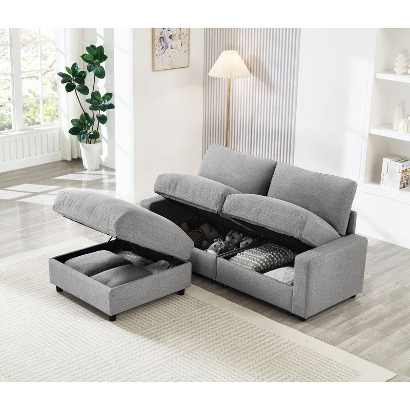 Canapé d'angle modulaire 2 places Cloud, en tissu gris, offrant un bon soutien, optimisant l'espace et facile à assembler (idéal pour les petits espaces). Montage rapide et confortable, avec peu d'outils nécessaires.