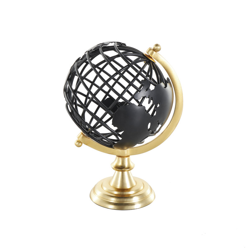 Globe terrestre en métal, H 10,15 po x l 6,45 po x P 6,75 po