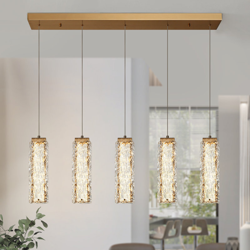 Luminaire suspendu carré / rectangulaire à DEL à 5 lumières pour îlot de cuisine Creswell