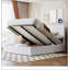 Grand lit plateforme tapissier avec rangement hydraulique, alliant confort et élégance moderne pour une chambre sans encombrement.-269944769-269944768