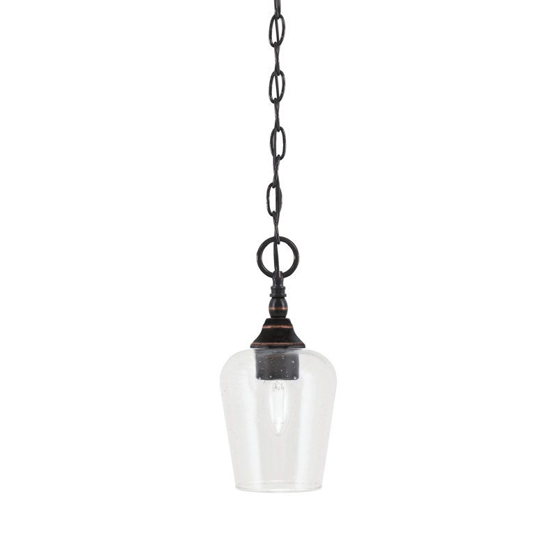 Mini-luminaire suspendu en chaîne avec verre, Cuivre / noir