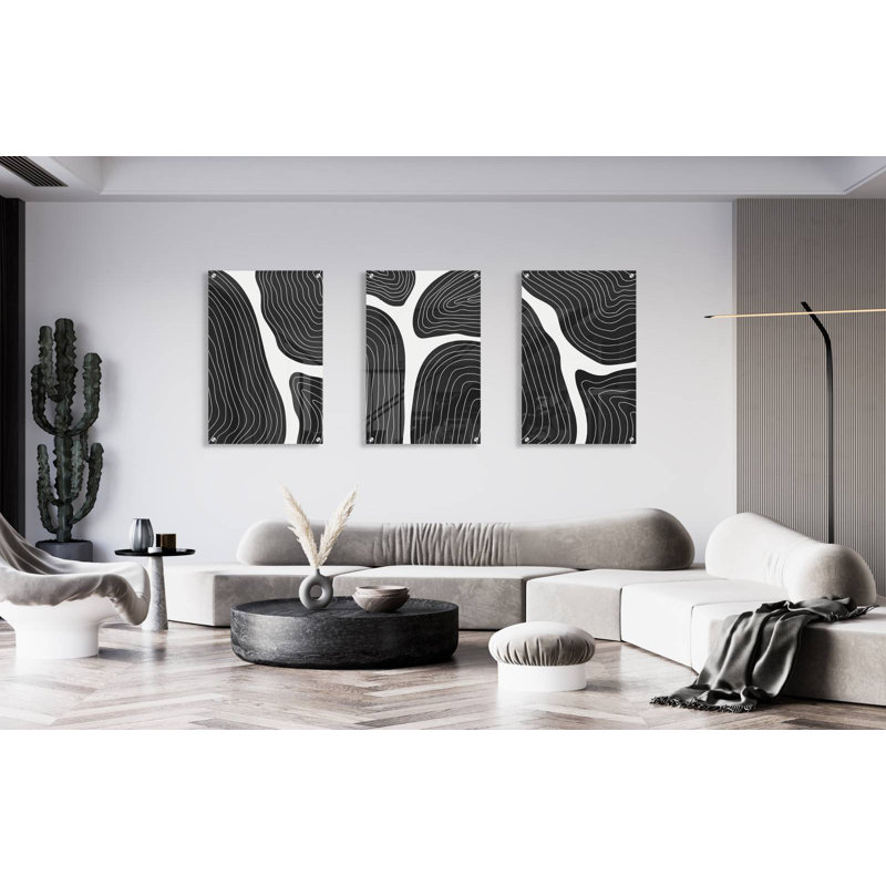 Noir et blanc - ensemble de 3 reproductions sans cadre