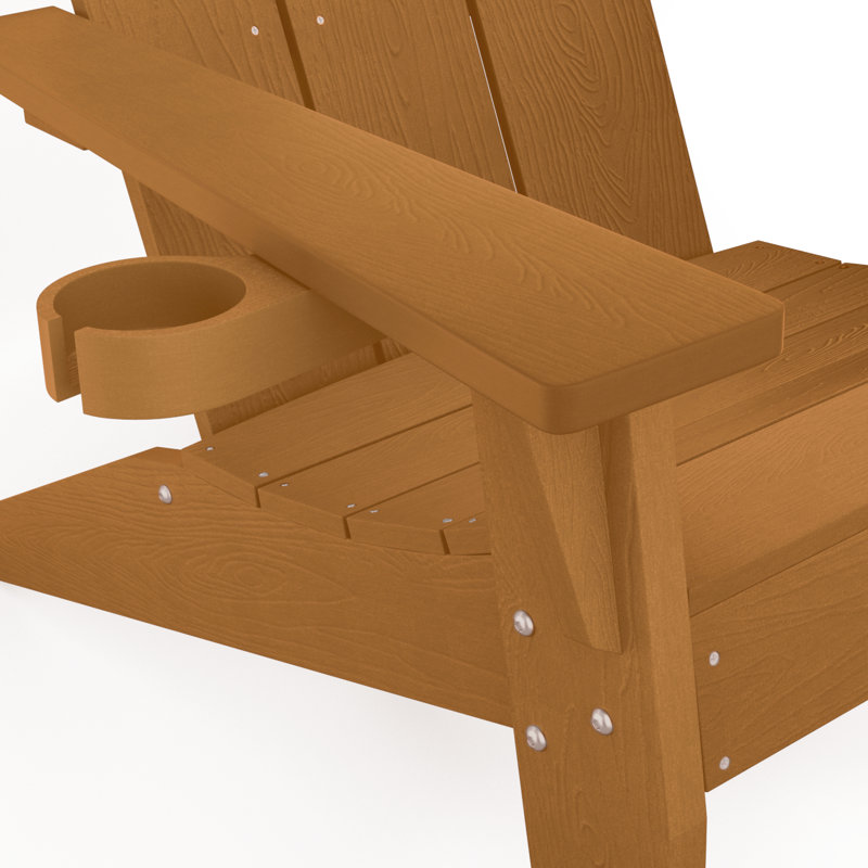 Harlean Modern All Weather Outdoor HIPS Plastic/Resin Adirondack Chair Fire Pit Chairs Oversized Patio Chair With Cup Holder