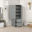 Armoire de rangement pour salle de bain avec tiroirs et tablettes réglables, armoire de plancher autoportante en panneau de fibres à densité moyenne avec poignées en acrylique, dispositif anti-basculement, finition imperméable peinte-494474725