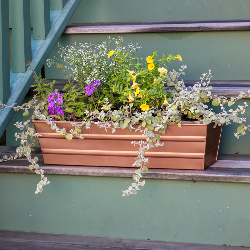 Cohen Metal Window Box Planter, Small, Orange