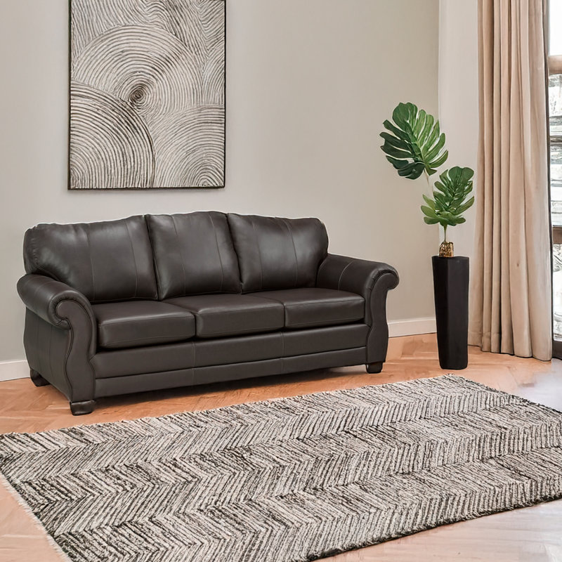 Canapé en cuir véritable 88 po Jettie, 39 po H x 88 po L x 37 po P