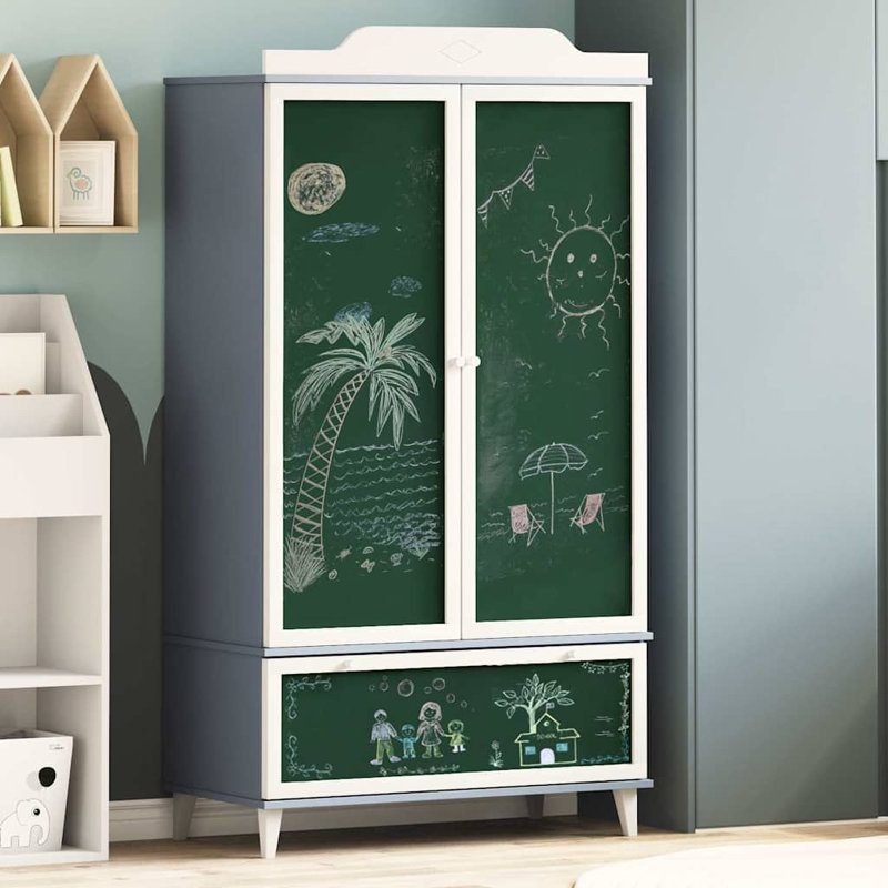 Manufactured Wood Wardrobe, Grey/White