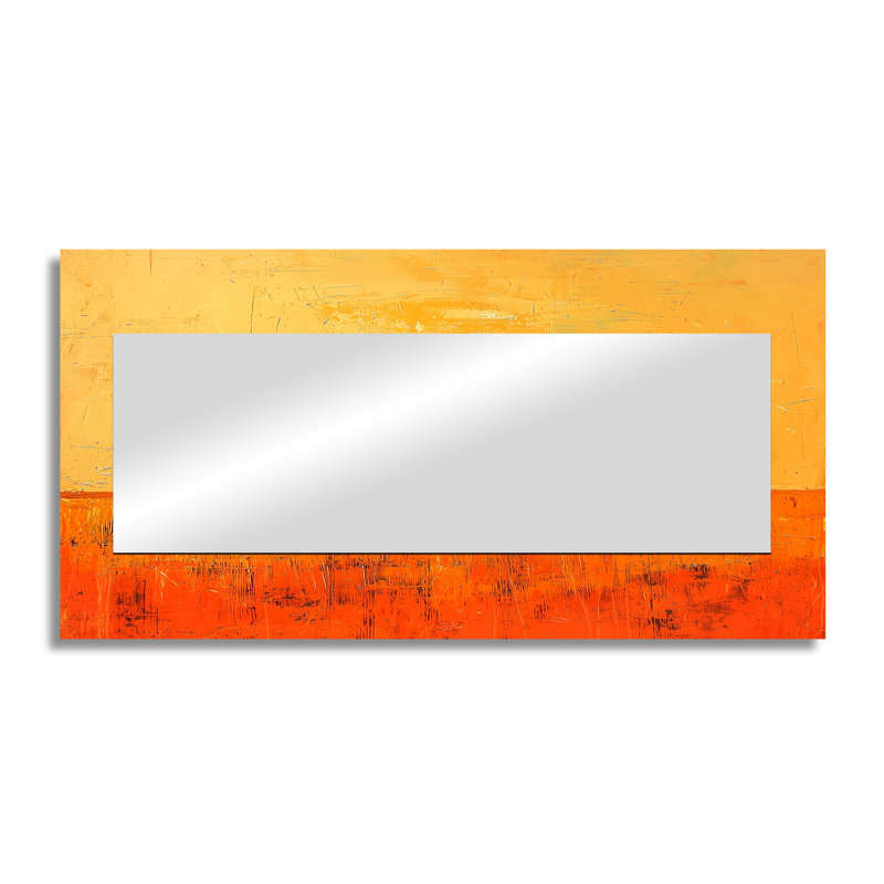Sunset Elephant In The Golden Desert II - Modern Mirror For Wall Art Decor - Printed On Metal, 28" x 55"