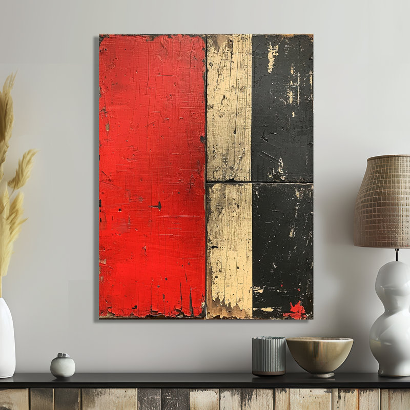 Essential Red Retro Memories - Minimalisme, impression d'art mural, Métal métal, H 32 po x l 24 po