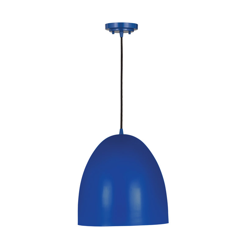Luminaire suspendu 1 lumière Havertown Dome, Bleu, Bleu, H 15,5 po x l 12 po x P 12 po