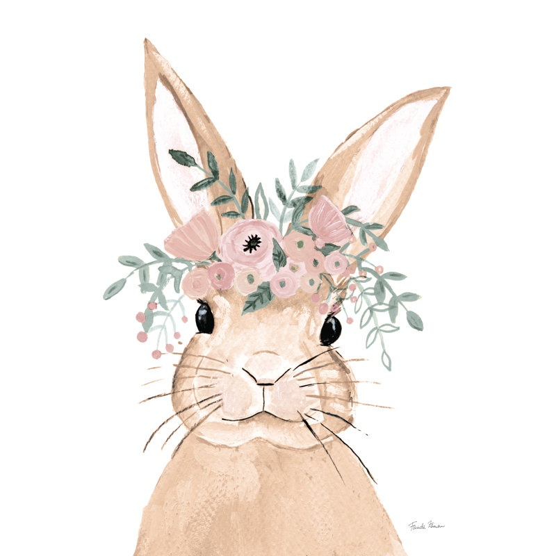 Peinture «Sweet Rabbit Brown» par Farida Zaman, H 18 po x l 12 po, Toile tendue