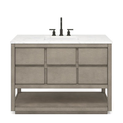 Ensemble de meuble-lavabo de comptoir en marbre gris Carrara Ashkii