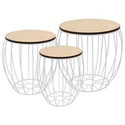 Ensemble de tables basses 3 pièces Table de bout Table de bout en contreplaqué de fer