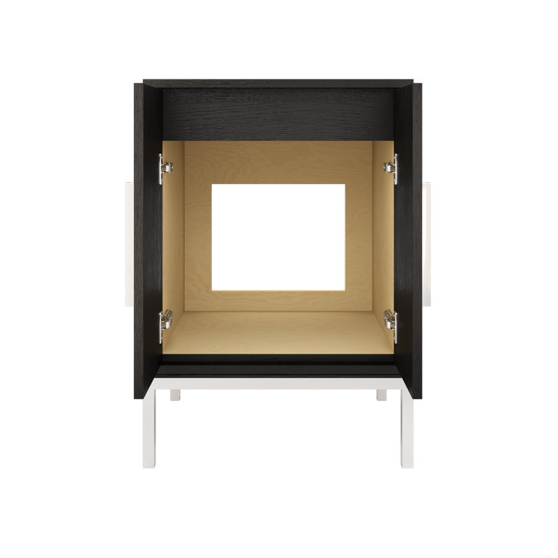 Rift White Oak Single Bath Vanity, 24", Classic Black, Polished Chrome