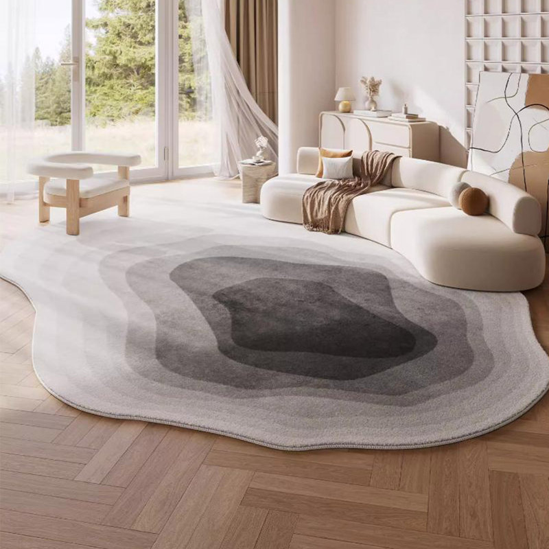 Modern Abstract Area Rug, Gradient Irregular Carpets For Living Room, Cloud Shape Bedside Rug, Non-slip Washable Large Area For Bedroom Entryway Dorm Kitchen, Gray
