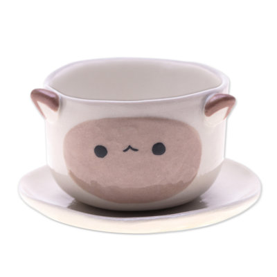 Zoomie Kids Handmade Sheep Spring Ceramic Mini Flower Pot (Small)