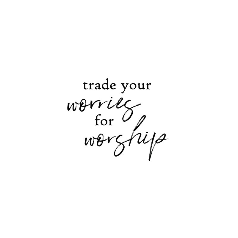 «Trade Your Worries for Adoration», reproduction sur toile tendue, L 12 po x H 16 po