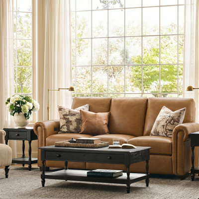 Canapé inclinable électrique en cuir véritable rembourré de duvet synthétique 86,25 po