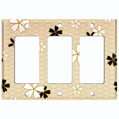 Couvercle de prise de plaque d'interrupteur en métal (motif floral brun clair - bascule simple)