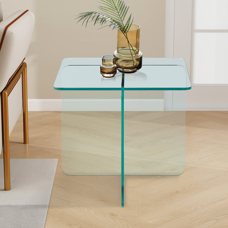 Glass Side Table Small Endtable, Transparent