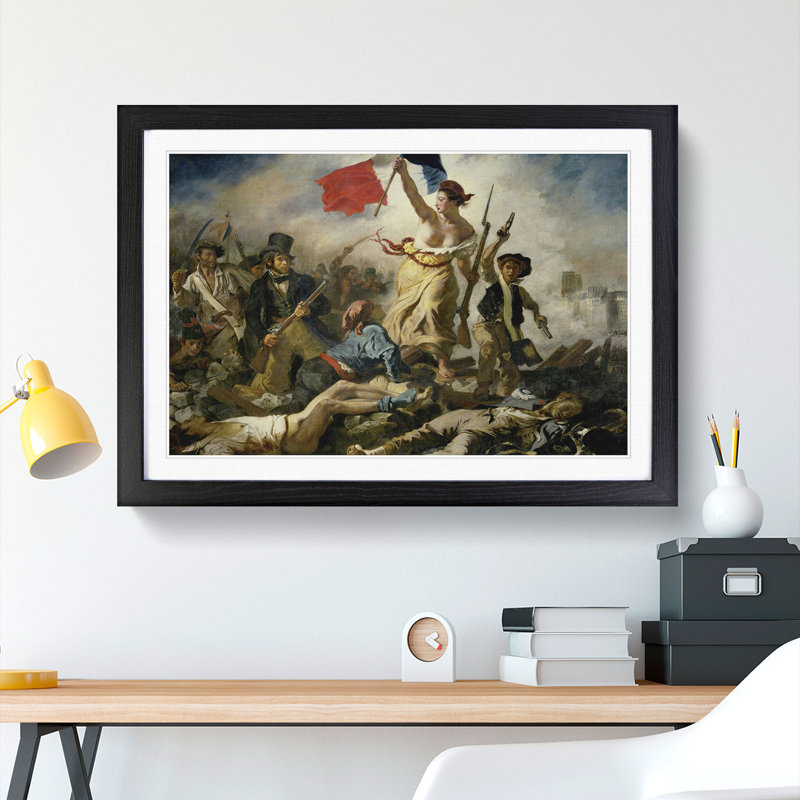 Liberty Leading the People by Eugene Delacroix - Picture Frame Painting, Black Framed, 36cm H x 48cm W x 2cm D