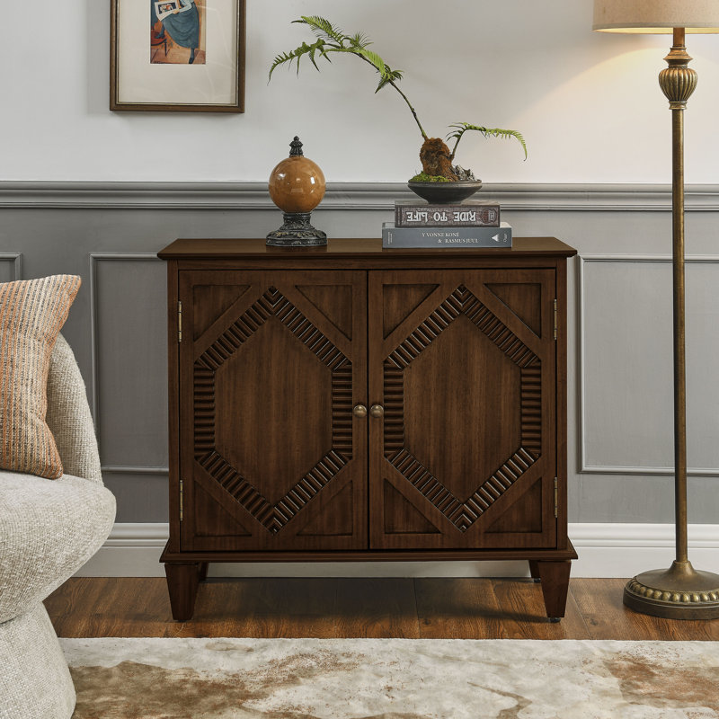 Buffet rétro 33,6 "en bois avec rangement, Noyer
