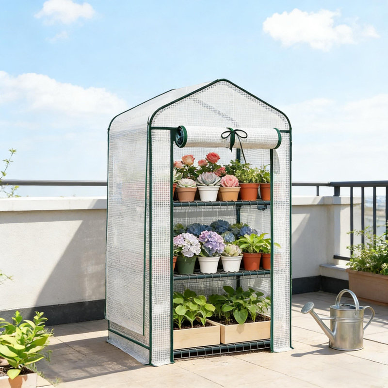 Petite serre portative, mini serre, 50" H x 27.6" W x 19.7" D, White